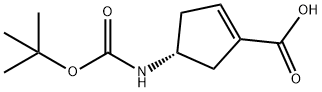 (4R)-4-{[(tert-butoxy)carbonyl]amino}cyclopent-1-ene-1-carboxylic acid Struktur