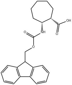 (1S,2R)-2-({[(9H-fluoren-9-yl)methoxy]carbonyl}amino)cycloheptane-1-carboxylic acid Struktur