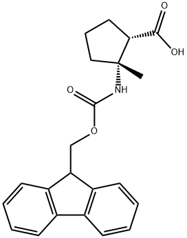 (1S,2R)-2-({[(9H-fluoren-9-yl)methoxy]carbonyl}amino)-2-methylcyclopentane-1-carboxylic acid Struktur