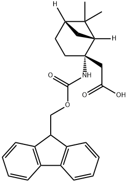 2-[(1R,2S,5S)-2-({[(9H-fluoren-9-yl)methoxy]carbonyl}amino)-6,6-dimethylbicyclo[3.1.1]heptan-2-yl]acetic acid Struktur