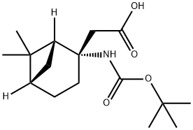 2-[(1R,2S,5S)-2-{[(tert-butoxy)carbonyl]amino}-6,6-dimethylbicyclo[3.1.1]heptan-2-yl]acetic acid Struktur