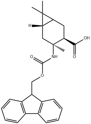 (3R,4S,6S)-4-({[(9H-fluoren-9-yl)methoxy]carbonyl}amino)-4,7,7-trimethylbicyclo[4.1.0]heptane-3-carboxylic acid Struktur