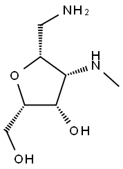 (2S,3S,4R,5R)-5-(aminomethyl)-2-(hydroxymethyl)-4-(methylamino)tetrahydrofuran-3-ol Struktur