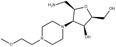 (2S,3S,4R,5R)-5-(aminomethyl)-2-(hydroxymethyl)-4-(4-(2-methoxyethyl)piperazin-1-yl)tetrahydrofuran-3-ol Struktur