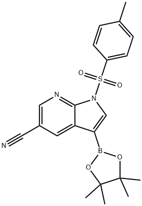 1H-Pyrrolo[2,3-b]pyridine-5-carbonitrile, 1-[(4-methylphenyl)sulfonyl]-3-(4,4,5,5-tetramethyl-1,3,2- Struktur