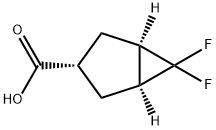 (1R,3s,5S)-rel-6,6-difluorobicyclo[3.1.0]hexane-3-carboxylic acid Struktur