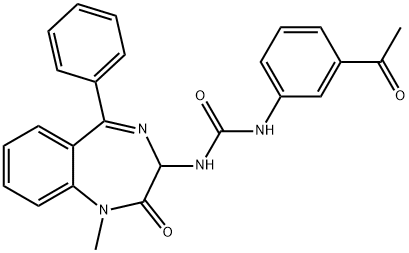 1-(3-acetylphenyl)-3-[(3S)-1-methyl-2-oxo-5-phenyl-2,3-dihydro-1H-1,4-benzodiazepin-3-yl]urea Struktur