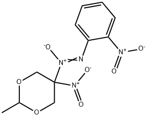 (Z)-1-(2-methyl-5-nitro-1,3-dioxan-5-yl)-2-(2-nitrophenyl)diazen-1-ium-1-olate Struktur