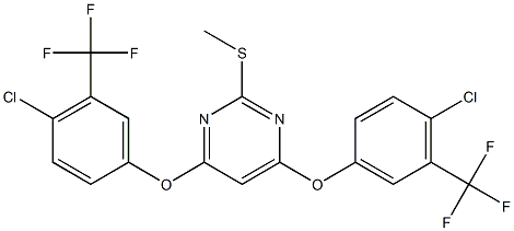 4,6-bis[4-chloro-3-(trifluoromethyl)phenoxy]-2-(methylsulfanyl)pyrimidine Struktur