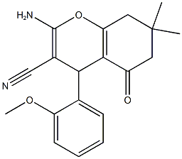 2-amino-4-(2-methoxyphenyl)-7,7-dimethyl-5-oxo-5,6,7,8-tetrahydro-4H-chromene-3-carbonitrile Struktur