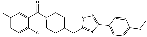 1-(2-chloro-5-fluorobenzoyl)-4-{[3-(4-methoxyphenyl)-1,2,4-oxadiazol-5-yl]methyl}piperidine Struktur