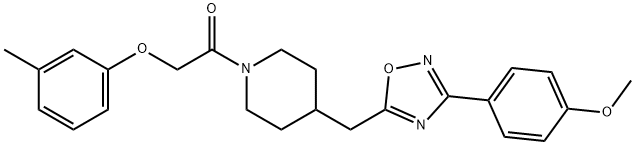 1-(4-{[3-(4-methoxyphenyl)-1,2,4-oxadiazol-5-yl]methyl}piperidin-1-yl)-2-(3-methylphenoxy)ethan-1-one Struktur