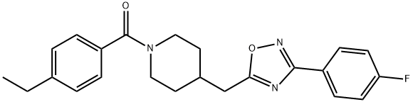 1-(4-ethylbenzoyl)-4-{[3-(4-fluorophenyl)-1,2,4-oxadiazol-5-yl]methyl}piperidine Struktur