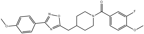 1-(3-fluoro-4-methoxybenzoyl)-4-{[3-(4-methoxyphenyl)-1,2,4-oxadiazol-5-yl]methyl}piperidine Struktur