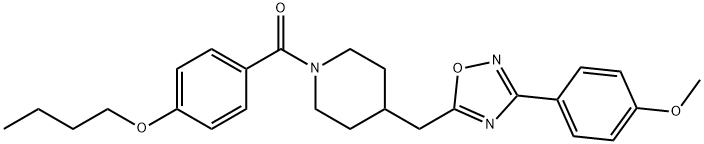 1-(4-butoxybenzoyl)-4-{[3-(4-methoxyphenyl)-1,2,4-oxadiazol-5-yl]methyl}piperidine Struktur