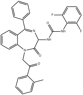 1-(2,6-difluorophenyl)-3-{1-[2-(2-methylphenyl)-2-oxoethyl]-2-oxo-5-phenyl-2,3-dihydro-1H-1,4-benzodiazepin-3-yl}urea Struktur