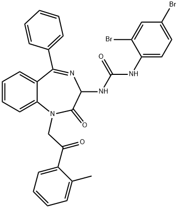 1-(2,4-dibromophenyl)-3-{1-[2-(2-methylphenyl)-2-oxoethyl]-2-oxo-5-phenyl-2,3-dihydro-1H-1,4-benzodiazepin-3-yl}urea Struktur