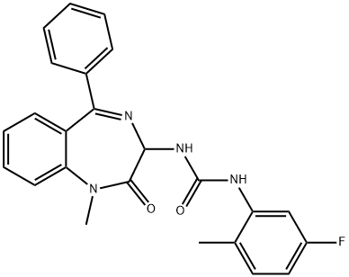 1-(5-fluoro-2-methylphenyl)-3-(1-methyl-2-oxo-5-phenyl-2,3-dihydro-1H-1,4-benzodiazepin-3-yl)urea Struktur