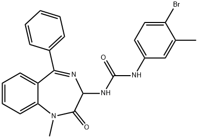 1-(4-bromo-3-methylphenyl)-3-[(3S)-1-methyl-2-oxo-5-phenyl-2,3-dihydro-1H-1,4-benzodiazepin-3-yl]urea Struktur