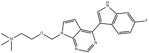 6-FLUORO-3-(7-{[2-(TRIMETHYLSILYL)ETHOXY]METHYL-7H-PYRROLO[2,3-D]PYRIMIDIN-4-YL)-1H-INDOLE Struktur