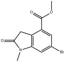 methyl 6‐bromo‐1‐methyl‐2‐oxo‐2,3‐dihydro‐1H‐indole‐4‐carboxylate Struktur