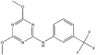 4,6-dimethoxy-N-[3-(trifluoromethyl)phenyl]-1,3,5-triazin-2-amine Struktur