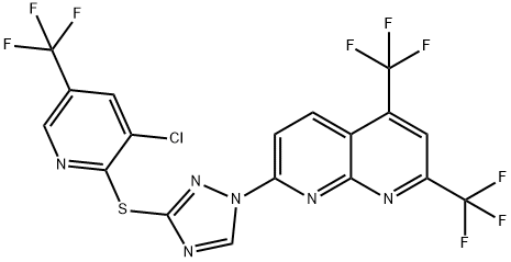 1,8-Naphthyridine,7-[3-[[3-chloro-5-(trifluoromethyl)-2-pyridinyl]thio]-1H-1,2,4-triazol-1-yl]-2,4-bis(trifluoromethyl)-(9CI) Struktur