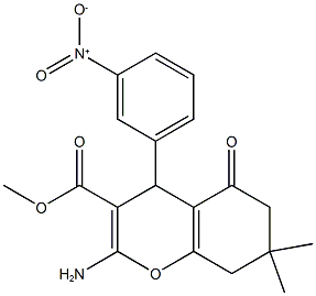 methyl 2-amino-7,7-dimethyl-4-(3-nitrophenyl)-5-oxo-5,6,7,8-tetrahydro-4H-chromene-3-carboxylate Struktur