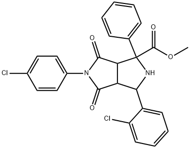 methyl 3-(2-chlorophenyl)-5-(4-chlorophenyl)-4,6-dioxo-1-phenyloctahydropyrrolo[3,4-c]pyrrole-1-carboxylate Struktur