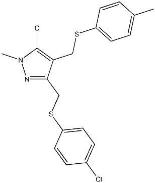 (5-chloro-3-{[(4-chlorophenyl)sulfanyl]methyl}-1-methyl-1H-pyrazol-4-yl)methyl 4-methylphenyl sulfide Struktur