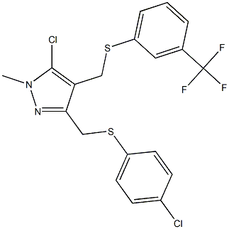 (5-chloro-3-{[(4-chlorophenyl)sulfanyl]methyl}-1-methyl-1H-pyrazol-4-yl)methyl 3-(trifluoromethyl)phenyl sulfide Struktur