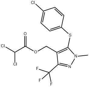 [5-[(4-chlorophenyl)sulfanyl]-1-methyl-3-(trifluoromethyl)-1H-pyrazol-4-yl]methyl 2,2-dichloroacetate Struktur