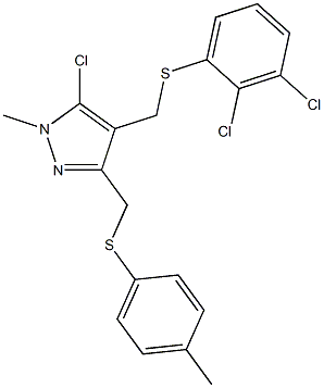 5-chloro-4-{[(2,3-dichlorophenyl)sulfanyl]methyl}-1-methyl-3-{[(4-methylphenyl)sulfanyl]methyl}-1H-pyrazole Struktur