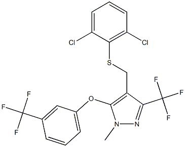 4-{[(2,6-dichlorophenyl)sulfanyl]methyl}-1-methyl-3-(trifluoromethyl)-5-[3-(trifluoromethyl)phenoxy]-1H-pyrazole Struktur