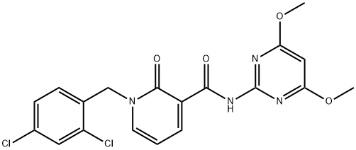 1-[(2,4-dichlorophenyl)methyl]-N-(4,6-dimethoxypyrimidin-2-yl)-2-oxo-1,2-dihydropyridine-3-carboxamide Struktur