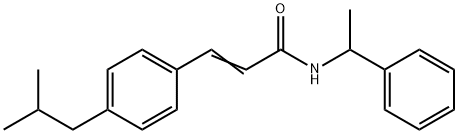 (2E)-3-[4-(2-methylpropyl)phenyl]-N-(1-phenylethyl)prop-2-enamide Struktur