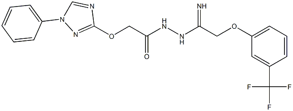 2-[(1-phenyl-1H-1,2,4-triazol-3-yl)oxy]-N'-{2-[3-(trifluoromethyl)phenoxy]ethanimidoyl}acetohydrazide Struktur