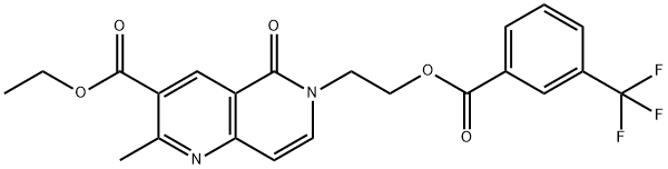 ethyl 2-methyl-5-oxo-6-(2-{[3-(trifluoromethyl)benzoyl]oxy}ethyl)-5,6-dihydro[1,6]naphthyridine-3-carboxylate Struktur