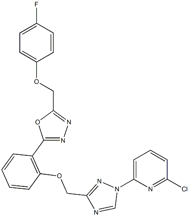 2-chloro-6-{3-[(2-{5-[(4-fluorophenoxy)methyl]-1,3,4-oxadiazol-2-yl}phenoxy)methyl]-1H-1,2,4-triazol-1-yl}pyridine Struktur