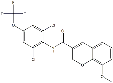 N-[2,6-dichloro-4-(trifluoromethoxy)phenyl]-8-methoxy-2H-chromene-3-carboxamide Struktur