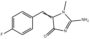 (5Z)-5-[(4-fluorophenyl)methylidene]-2-imino-1-methylimidazolidin-4-one Struktur