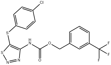 [3-(trifluoromethyl)phenyl]methyl N-{5-[(4-chlorophenyl)sulfanyl]-1,2,3-thiadiazol-4-yl}carbamate Struktur