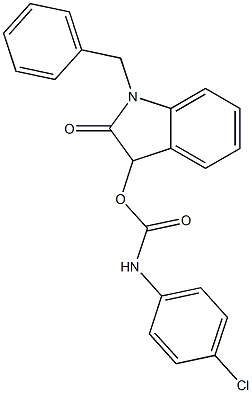 1-benzyl-2-oxo-2,3-dihydro-1H-indol-3-yl N-(4-chlorophenyl)carbamate Struktur