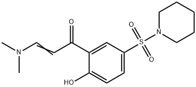 (2E)-3-(dimethylamino)-1-[2-hydroxy-5-(piperidine-1-sulfonyl)phenyl]prop-2-en-1-one Struktur