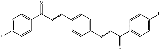 (2E)-3-{4-[(1E)-3-(4-bromophenyl)-3-oxoprop-1-en-1-yl]phenyl}-1-(4-fluorophenyl)prop-2-en-1-one Struktur