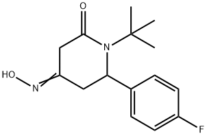 (4E)-1-tert-butyl-6-(4-fluorophenyl)-4-(hydroxyimino)piperidin-2-one Struktur