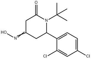 (4E)-1-tert-butyl-6-(2,4-dichlorophenyl)-4-(hydroxyimino)piperidin-2-one Struktur