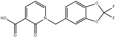 1-[(2,2-difluoro-2H-1,3-benzodioxol-5-yl)methyl]-2-oxo-1,2-dihydropyridine-3-carboxylic acid Struktur