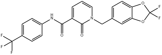 1-[(2,2-difluoro-2H-1,3-benzodioxol-5-yl)methyl]-2-oxo-N-[4-(trifluoromethyl)phenyl]-1,2-dihydropyridine-3-carboxamide Struktur