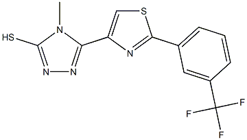 4-methyl-5-{2-[3-(trifluoromethyl)phenyl]-1,3-thiazol-4-yl}-4H-1,2,4-triazole-3-thiol Struktur